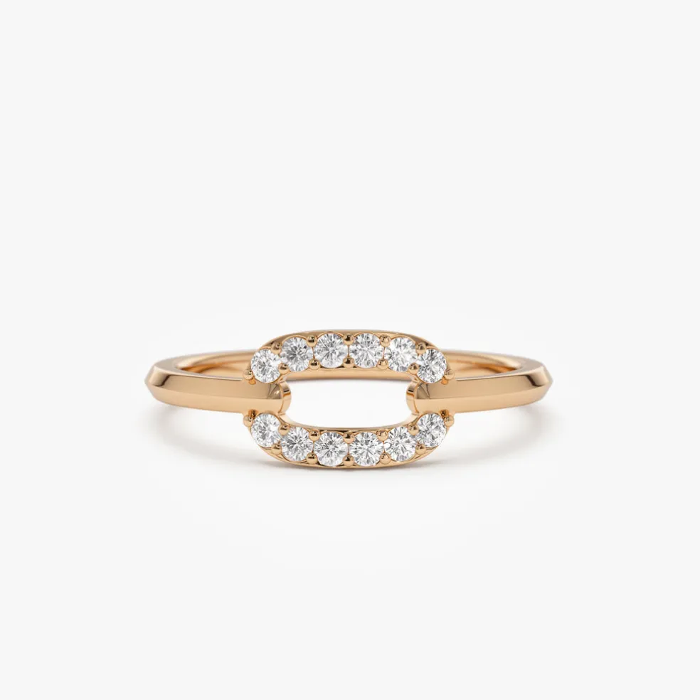 14k Single Link Diamond Ring