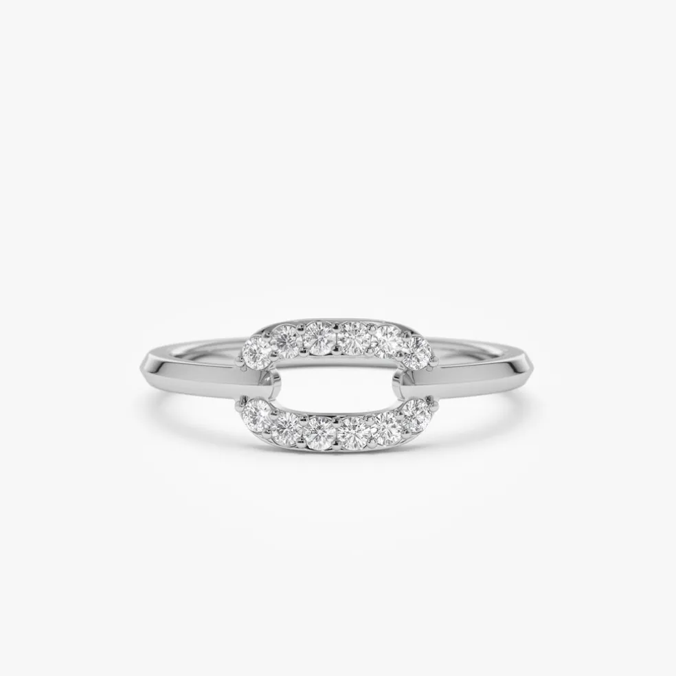 14k Single Link Diamond Ring