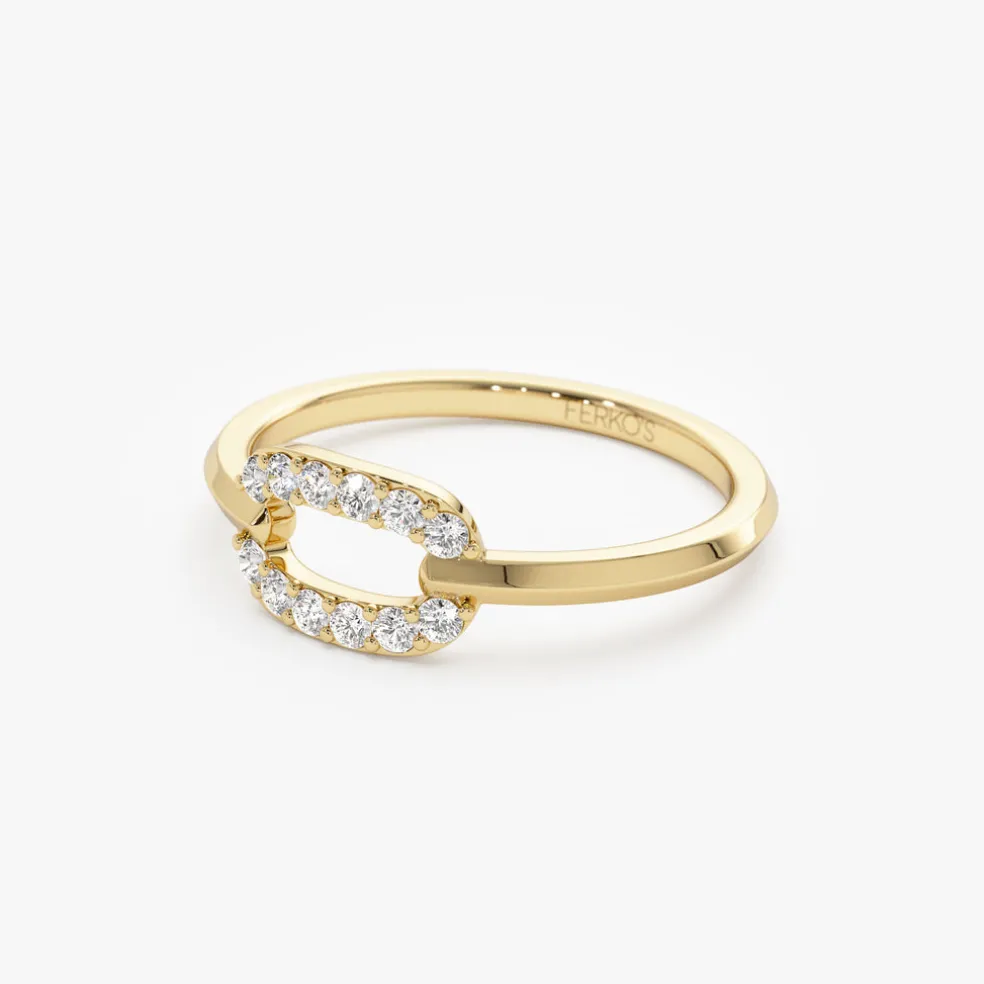 14k Single Link Diamond Ring