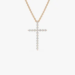 14k Single Shared Prong Diamond Cross