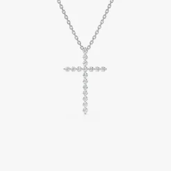 14k Single Shared Prong Diamond Cross