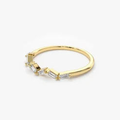 14K Slanted Baguette Diamond Stacking Ring