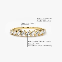14K Slanted Channel Set Baguette Diamond Ring