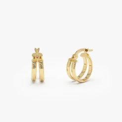 14k Small Two Row Hoop Earrings