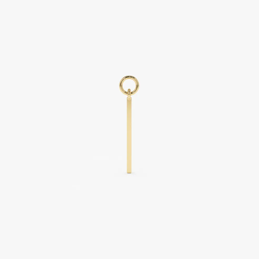 14k Solid Bar Hoop Charm
