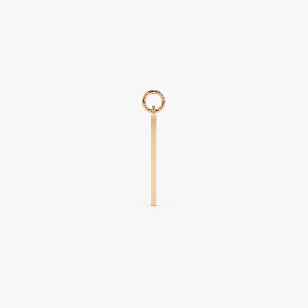 14k Solid Bar Hoop Charm