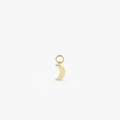 14k Solid Crescent Hoop Charm