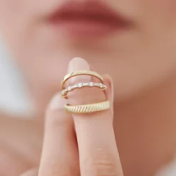 14k Solid Dome Croissant Ring