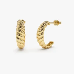 14k Solid Gold Croissant Earrings