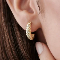 14k Solid Gold Croissant Earrings