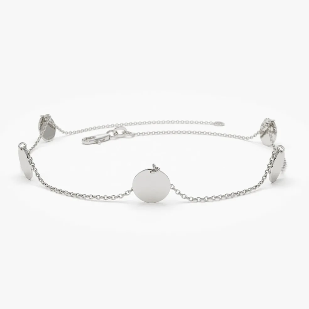 14K Solid Gold Dangle Disc Bracelet