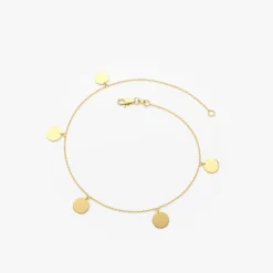 14K Solid Gold Dangle Disc Bracelet