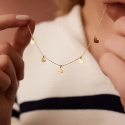 14K Solid Gold Dangle Heart Bracelet