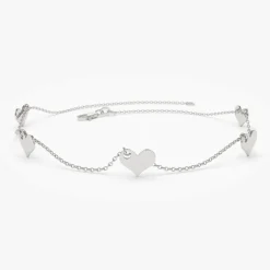 14K Solid Gold Dangle Heart Bracelet