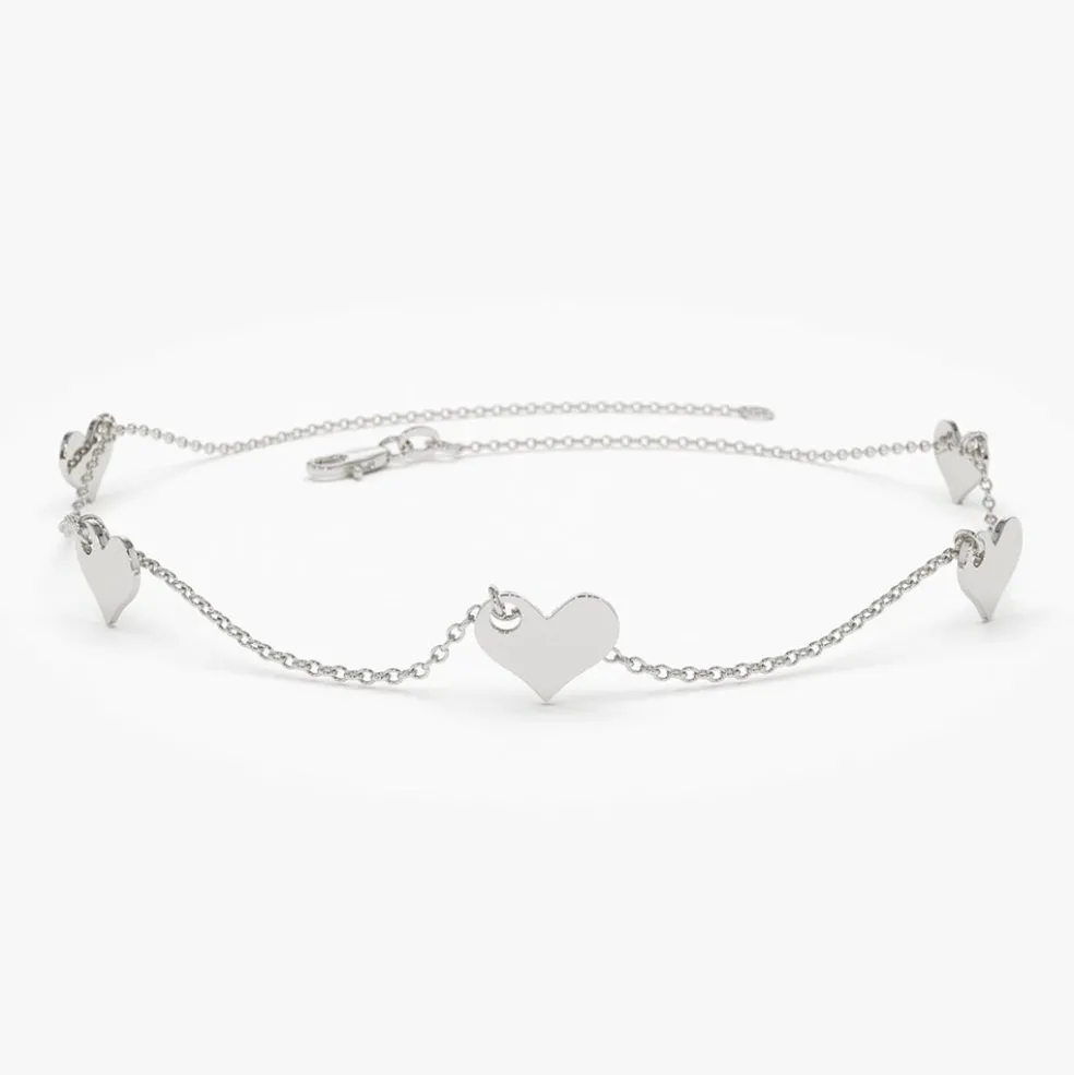 14K Solid Gold Dangle Heart Bracelet
