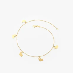 14K Solid Gold Dangle Heart Bracelet