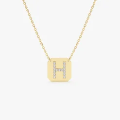 14k Solid Gold Diamond Letter Necklace