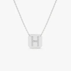 14k Solid Gold Diamond Letter Necklace