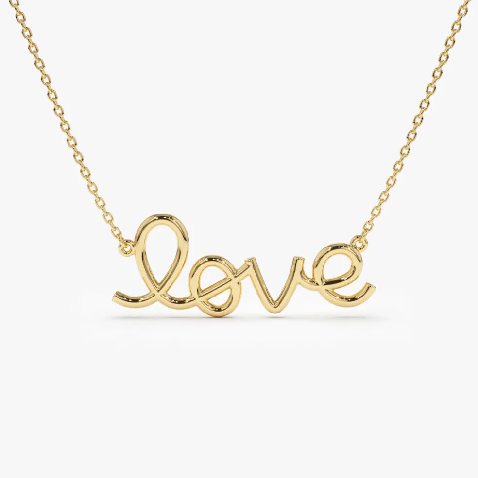 14k Solid Gold Love Necklace