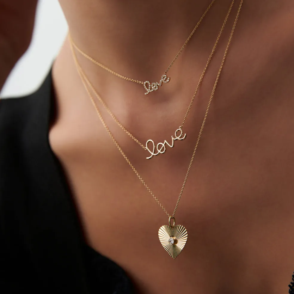 14k Solid Gold Love Necklace
