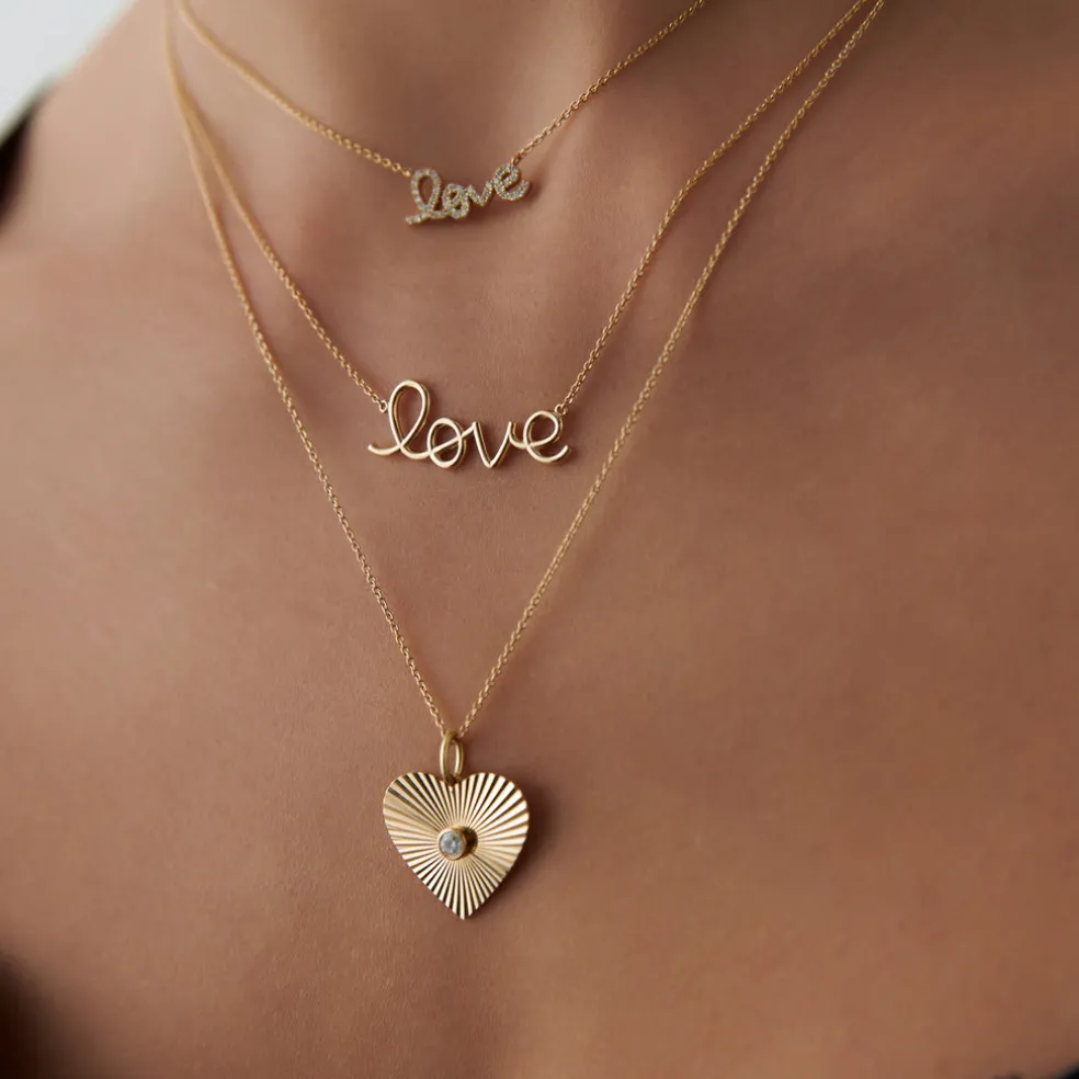 14k Solid Gold Love Necklace
