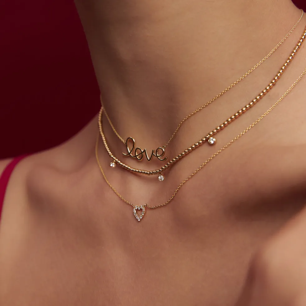 14k Solid Gold Love Necklace