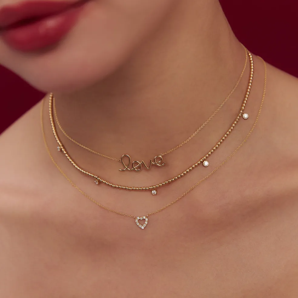 14k Solid Gold Love Necklace