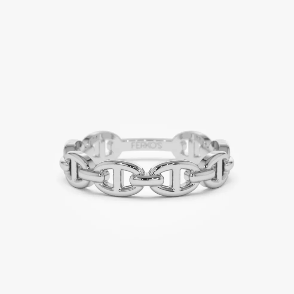 14k Solid Gold Mariner Chain Ring