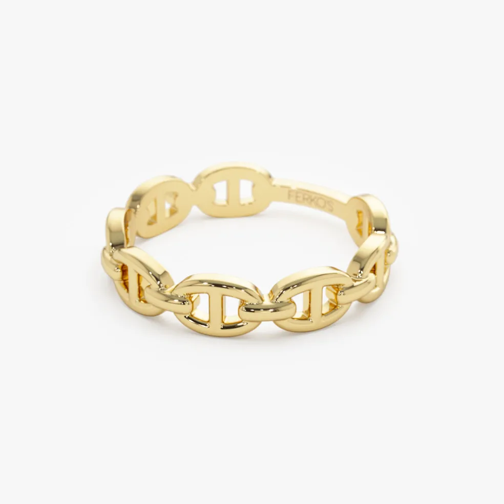 14k Solid Gold Mariner Chain Ring