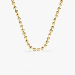 14K Solid Gold 2MM Bead Chain Necklace