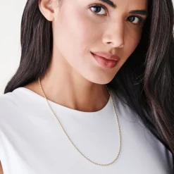 14K Solid Gold 2MM Bead Chain Necklace