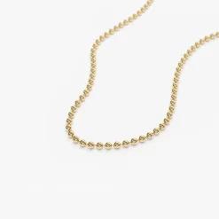 14K Solid Gold 2MM Bead Chain Necklace