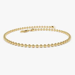 14K Solid Gold 2MM Bead Chain Bracelet