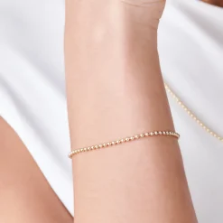 14K Solid Gold 2MM Bead Chain Bracelet