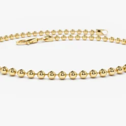 14K Solid Gold 2MM Bead Chain Bracelet