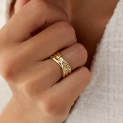 14k Solid Gold Multi-strand Crossover Ring