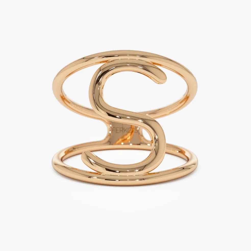 14K Solid Gold Personalized Initial Ring