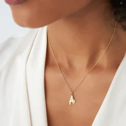 14K Solid Gold Script Font Initial Layered 3D Necklace