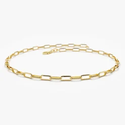 14k Solid Gold Tiny Paper Clip Link Bracelet