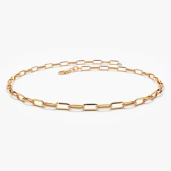 14k Solid Gold Tiny Paper Clip Link Bracelet