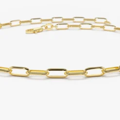 14k Solid Gold Tiny Paper Clip Link Bracelet