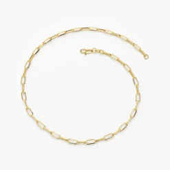 14k Solid Gold Tiny Paper Clip Link Bracelet