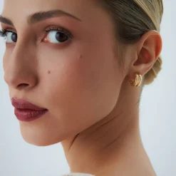 14k Solid Gold Twin C Hoops