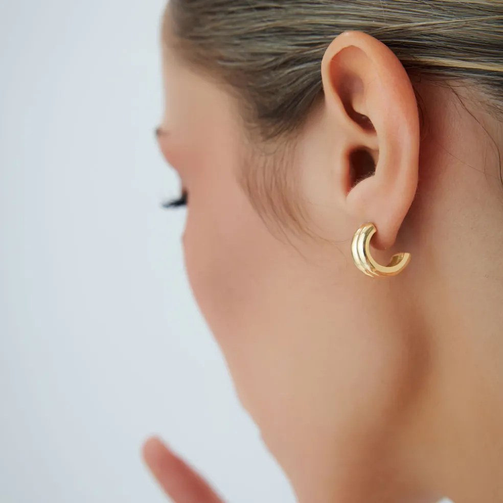 14k Solid Gold Twin C Hoops