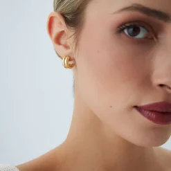 14k Solid Gold Twin C Hoops