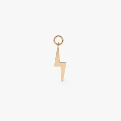 14k Solid Lightning Hoop Charm