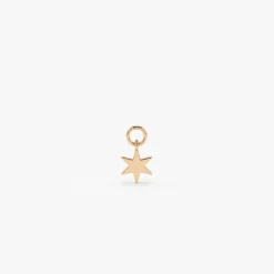 14k Solid Star Hoop Charm