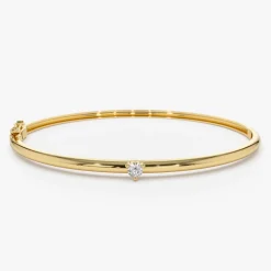 14k Solitaire Diamond Bangle Bracelet 0.10 - 0.30 ctw