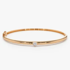 14k Solitaire Diamond Bangle Bracelet 0.10 - 0.30 ctw
