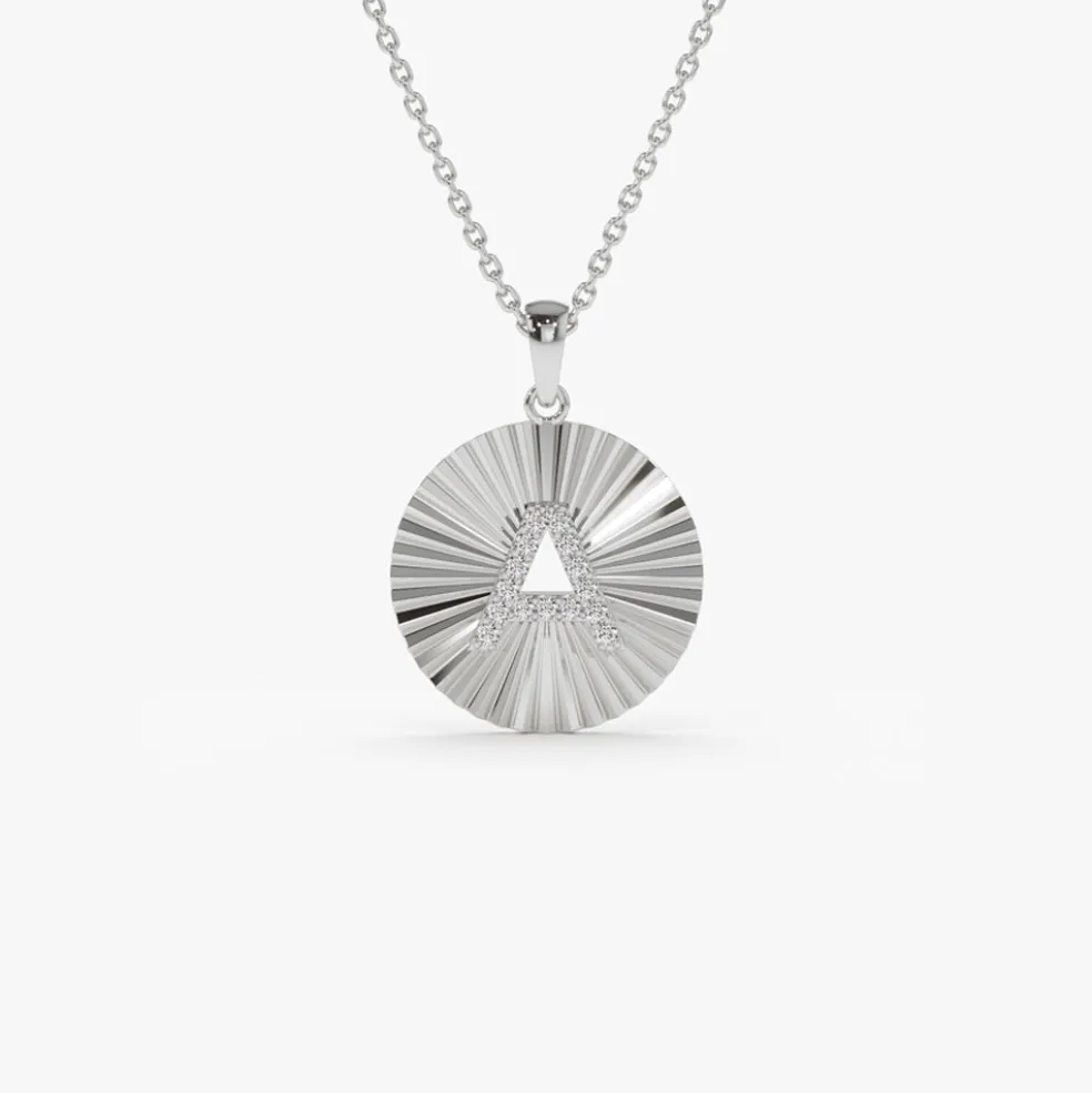 14k Sparkle Disc Diamond Initial Necklace